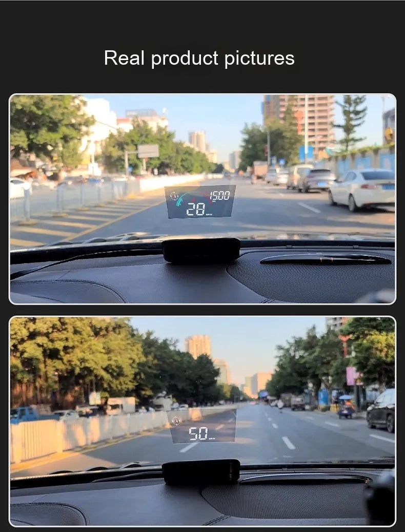 Black head-up display car projector with USB cable for GPS and speed projection