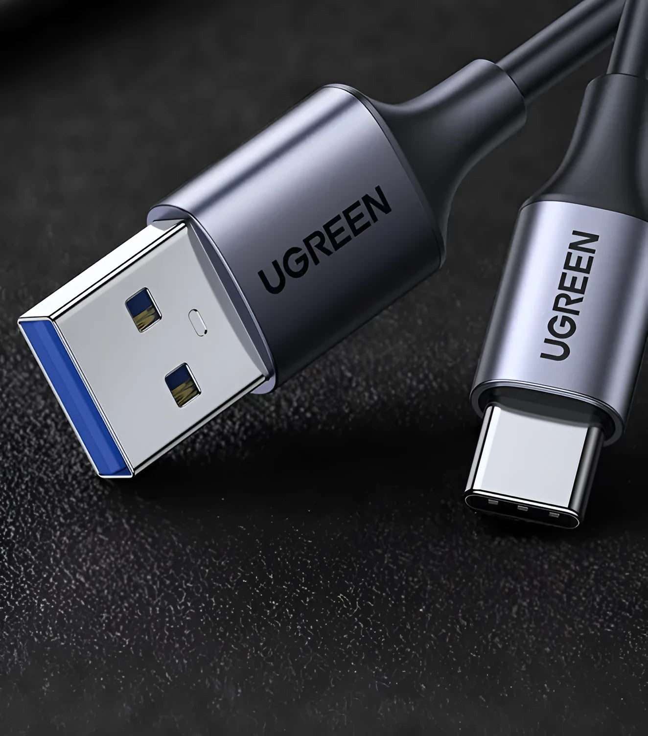Black Lvlian USB data cable with straight connector, 1 metre long, for phone charging and computer sync.