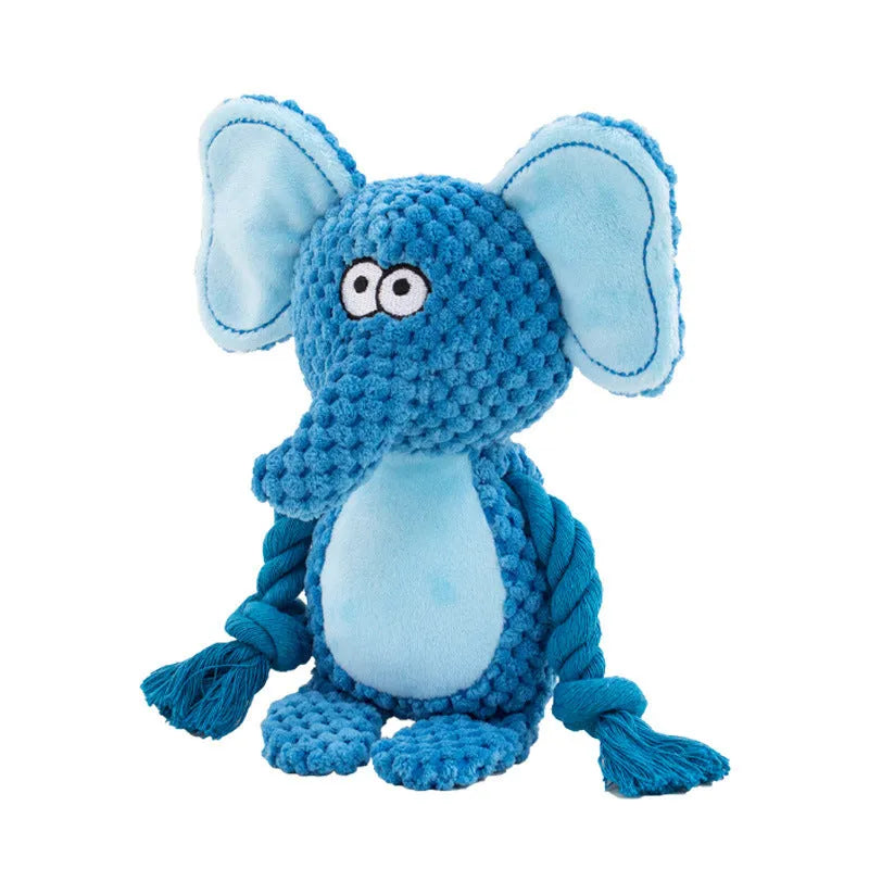 Plush and cotton rope interactive tug of war dog toy in hippo design