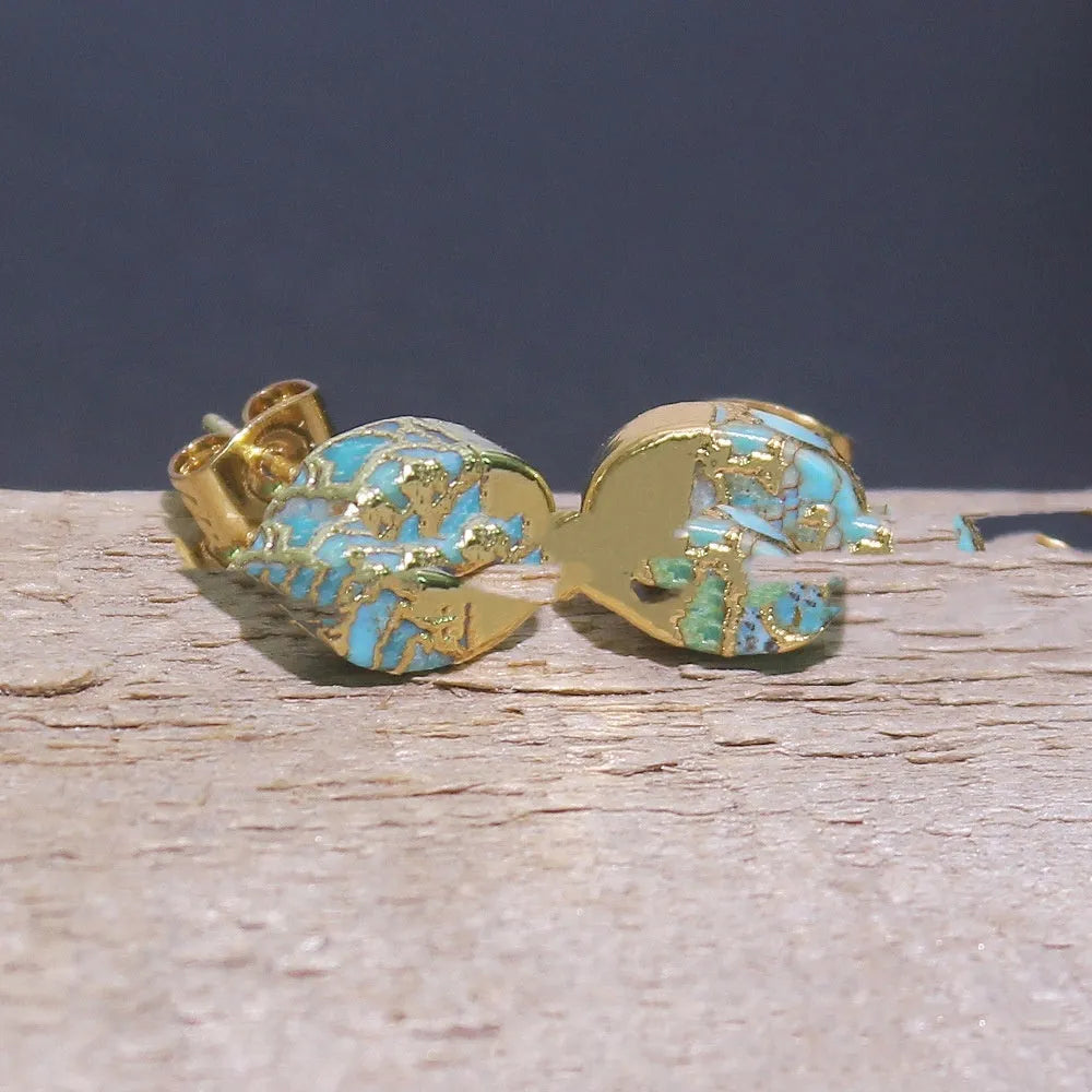 Natural stone bohemian style stud earrings with irregular shape and simple design