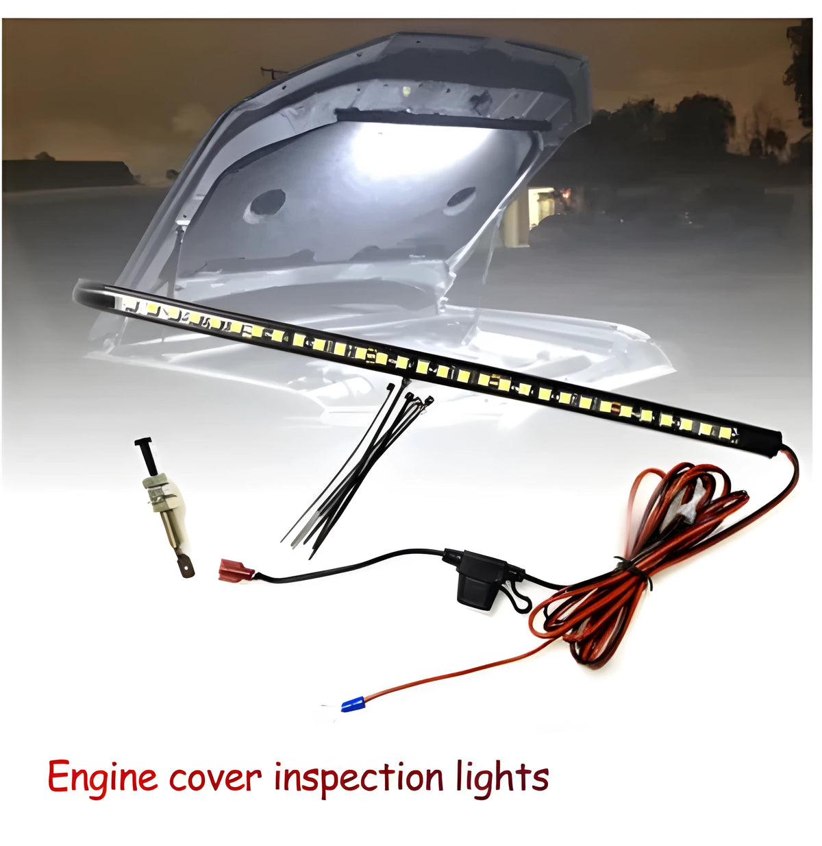 39cm automatic LED car hood light bar with 21 SMD5050 white 6000K LEDs and IP67 waterproof PVC casing