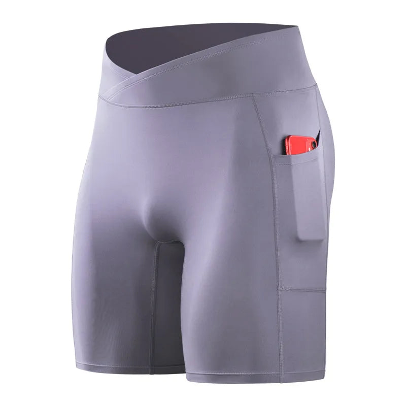 Men's summer five-point running tights in nylon, available in six colours and sizes M to 3XL