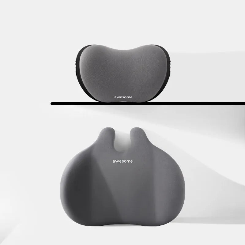 Automotive headrest and lumbar support pillow set in cloth material with cotton filler