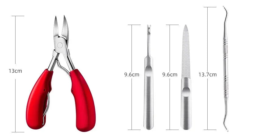 Stainless steel nail clipper with a coloured ABS plastic handle on a plain background.