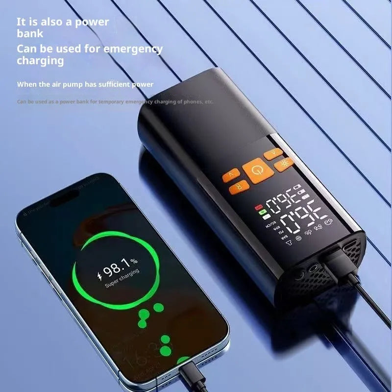 Vehicle Air Smart Tire Inflatable Wireless air pump in ABS with warning light and tyre pressure gauge