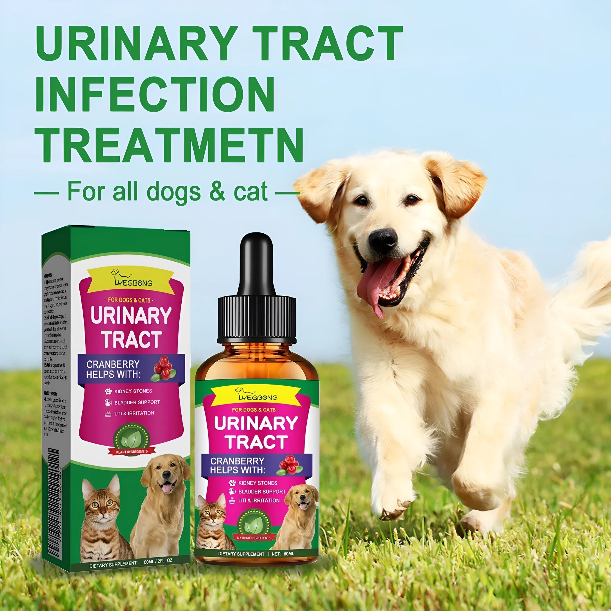 60ml pet pain relief liquid drops bottle with natural botanical extracts