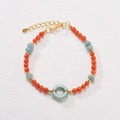 Natural South Red agate women's bracelet with adjustable safety buckle and 4mm geometric beads