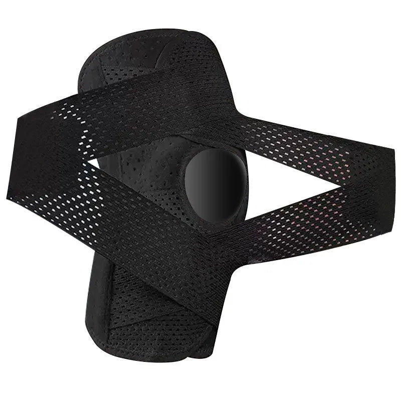 Medical grade breathable knee pad in black or white with four springs and silicone tendon protection for mountaineering
