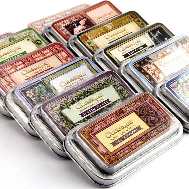 Rectangular quick-dry oily ink pad for rubber stamping in five colour options