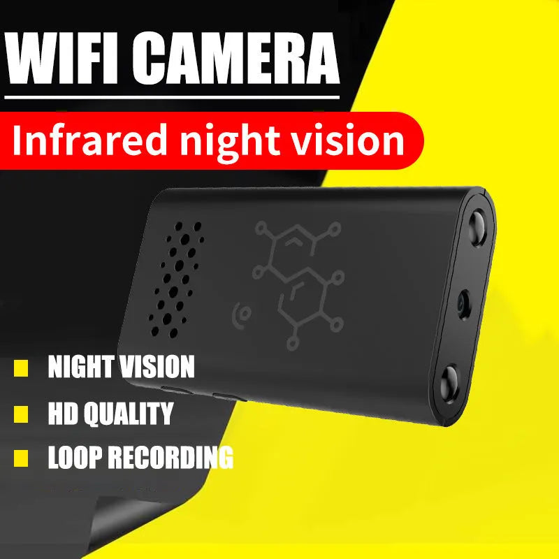 Black smart security camera with WiFi connectivity for indoor home monitoring and baby care