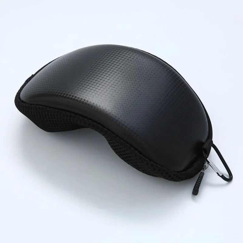 Leather zipper goggle case for outdoor cycling, motorcycling, and skiing in black colour