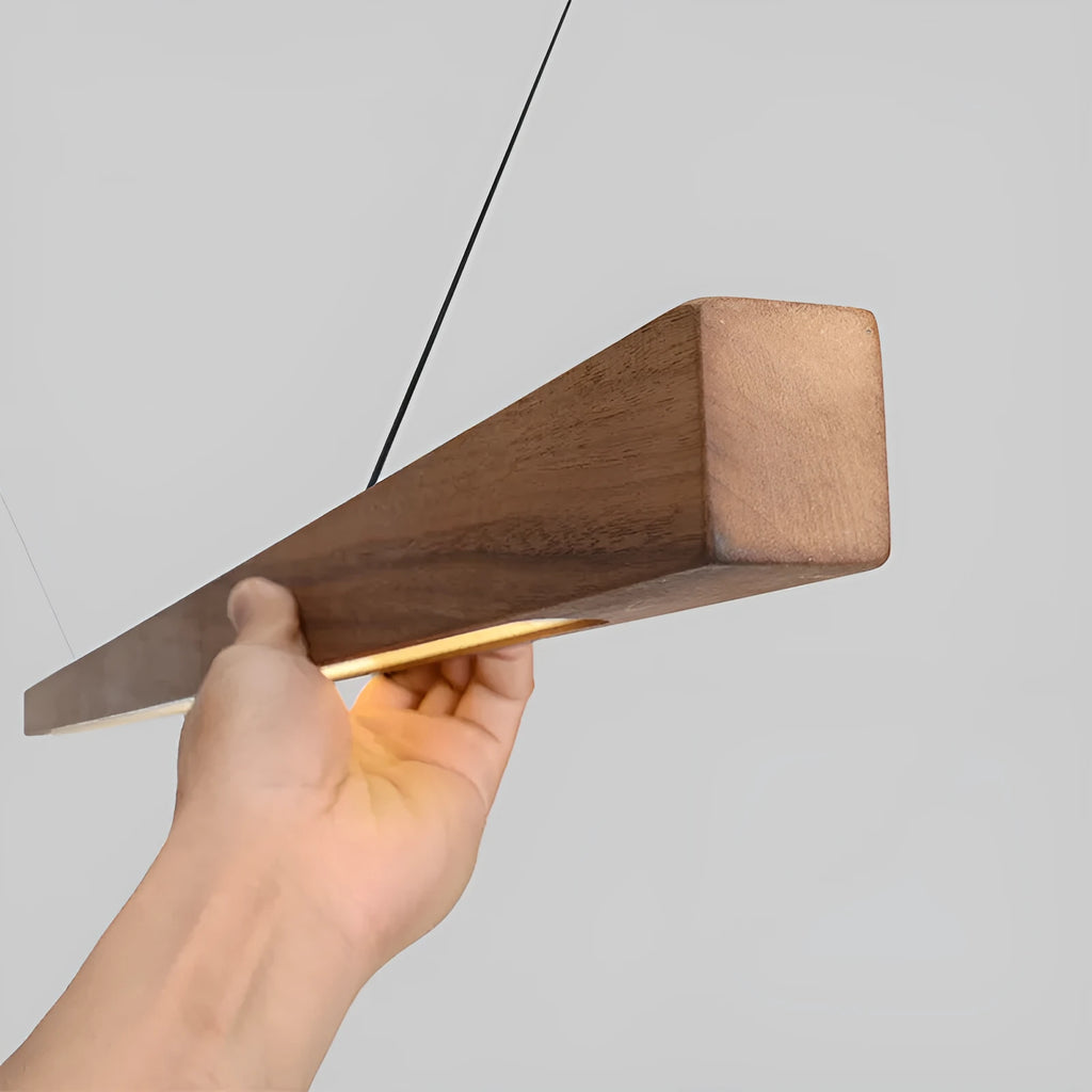 Japanese Style solid wood walnut ceiling light, wooden chandelier with PVC shade, 80cm to 150cm