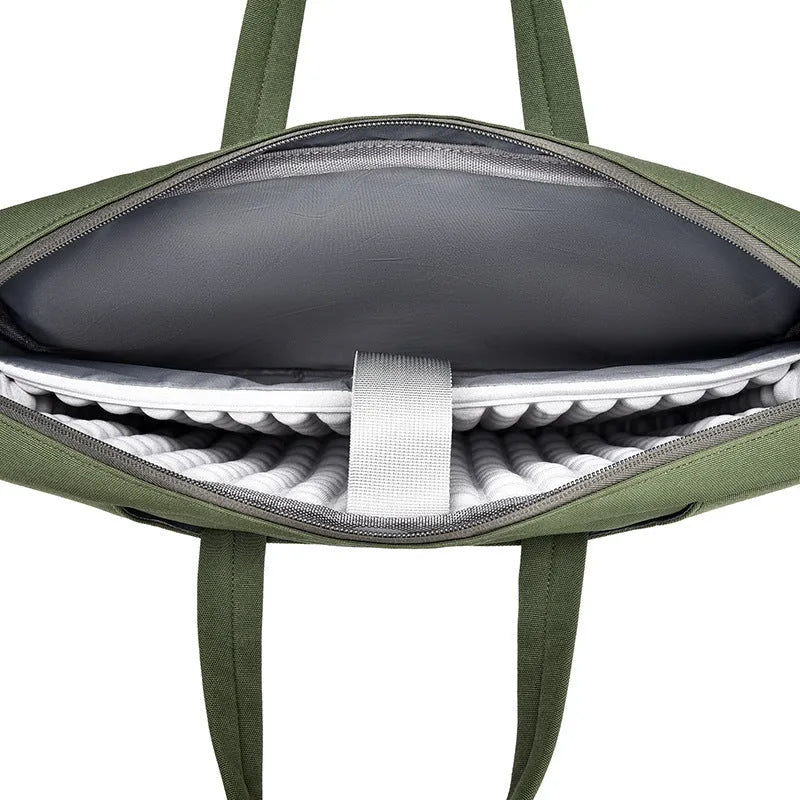 Men's Oxford cloth laptop bag with waterproof finish, available in black, grey, and green, fits 14 to 17.3 inch laptops