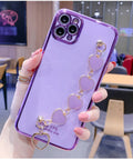Solid colour silicone Samsung phone case with built-in glass screen protector and wrist strap.