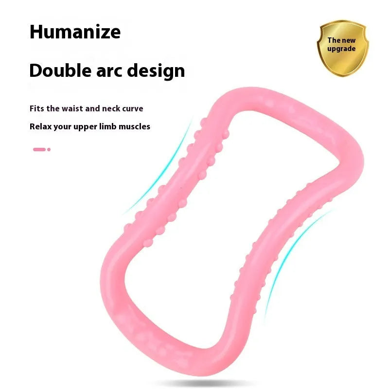 Blue, pink, and purple PP plastic yoga rings for stretching and pilates.
