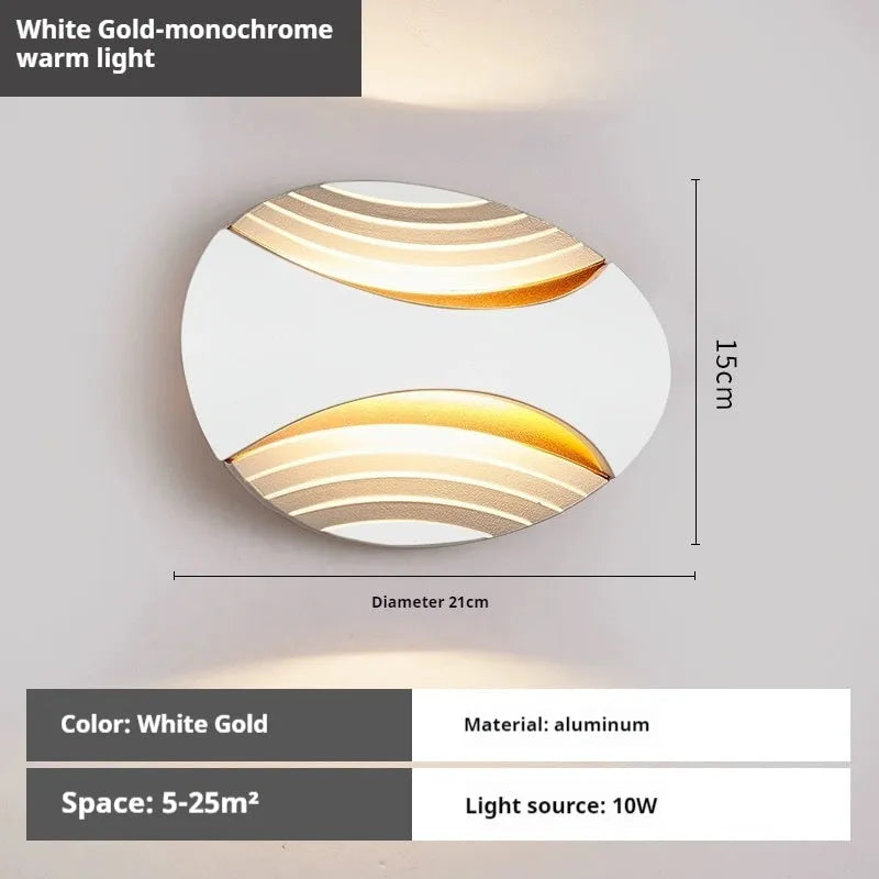 Modern aluminium wall lamp in metallic finish with wall-mounted design for bedroom bedside lighting