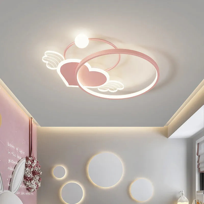Children's moon and cloud themed ceiling lamp with colour changing lights and dimming function