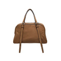 Women's retro style genuine leather shoulder bag in horizontal square shape with double straps