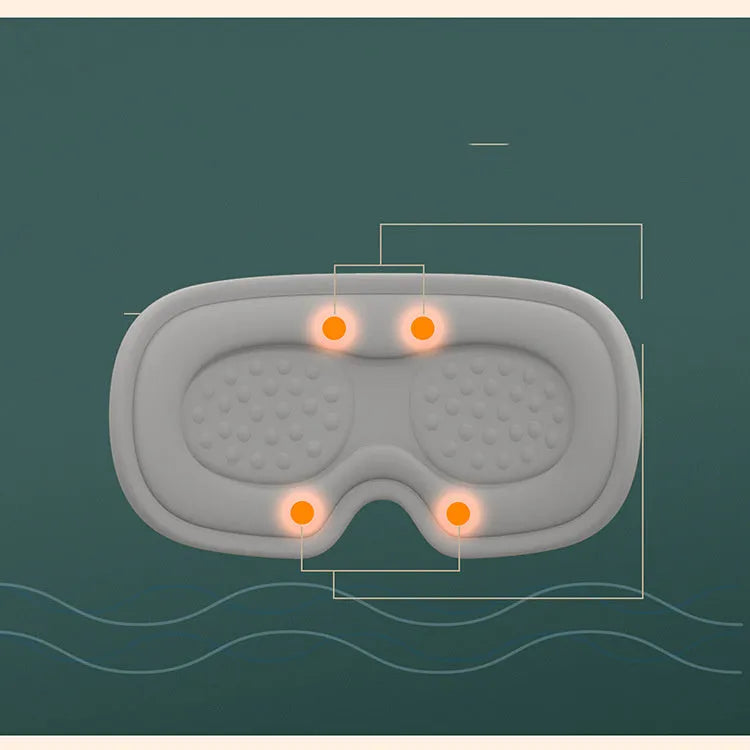 Pink portable eye steam massage goggles with USB cable on a grey background.