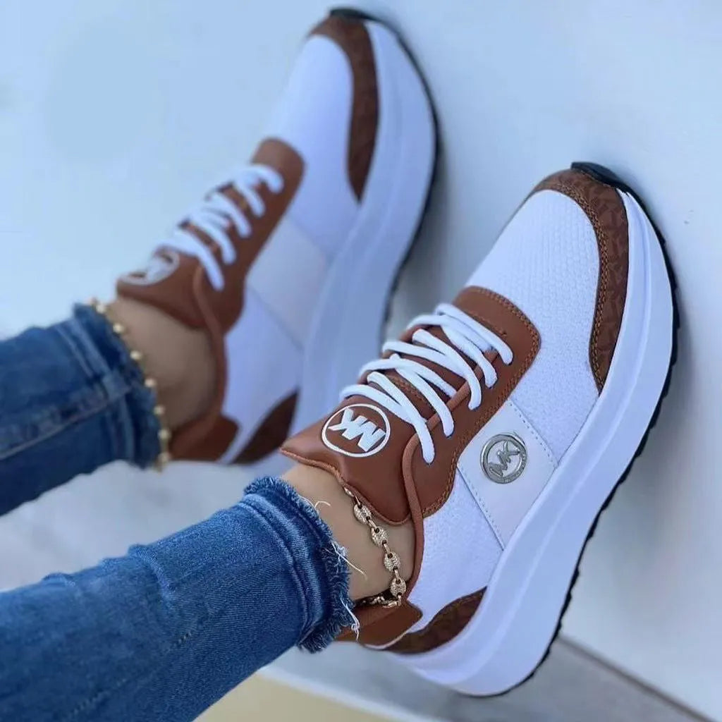 Casual lace-up sports shoes in round-toe style with thick sole, available in multiple colours and sizes 36-43