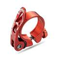 Aluminium mountain bicycle seat post clamp in black, blue, gold, or red colour options.