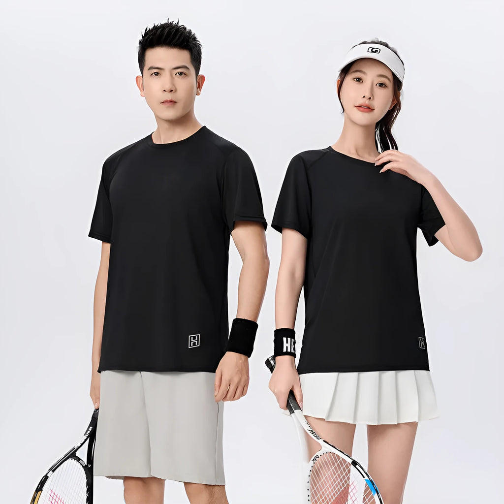 Ice silk quick-drying round neck slim fit top in black, grey, hole blue, light blue, navy blue or white, sizes S to 5XL