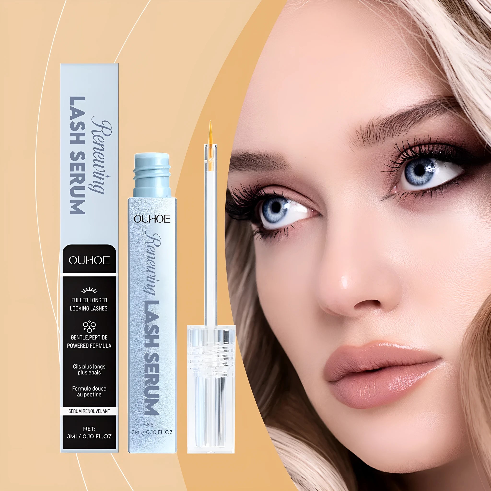 3ml bottle of eyelash nourish liquid serum with dropper applicator