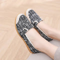 Women's flat-heel ethnic style cloth shoes in assorted colours with colour stitching and a shallow mouth design