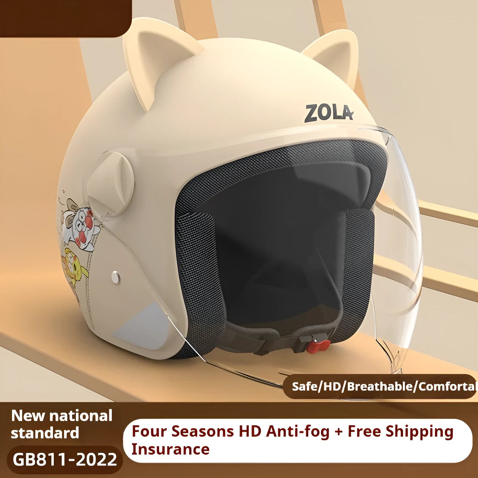 Blown Away winter cycling helmet with attached fleece scarf and clear anti-fog visor on a handlebar.