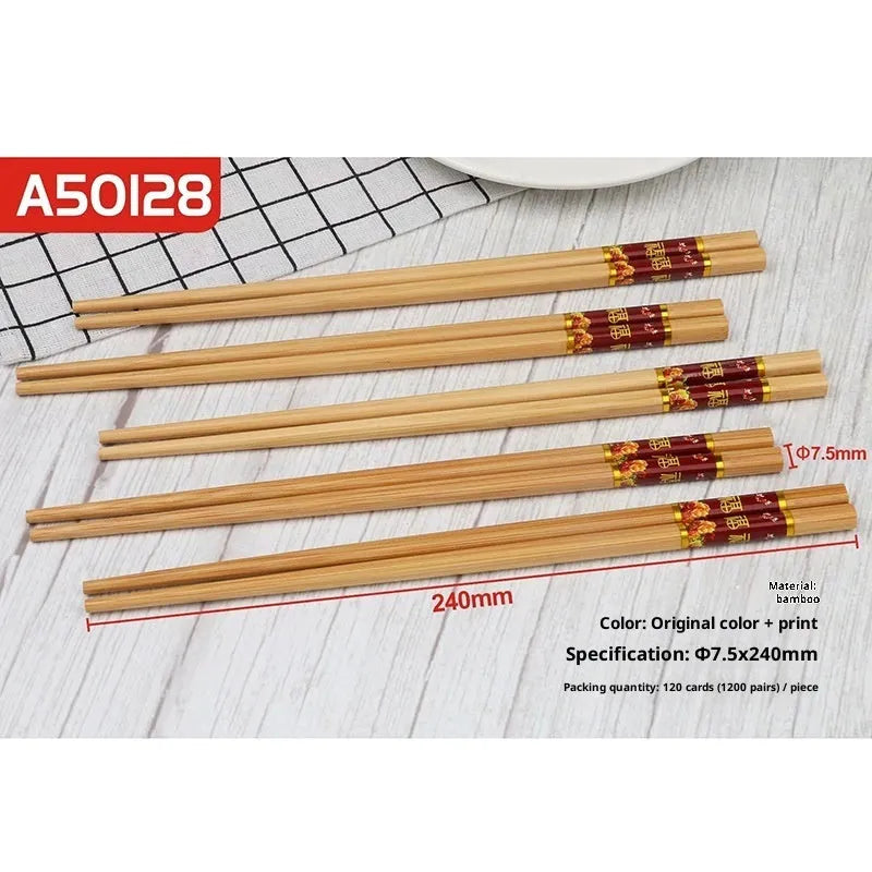 10 pairs of solid colour bamboo chopsticks on a plain surface, household kitchen use