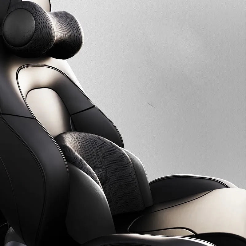 Memory cotton car massage cushion on a car seat in classic black colour.