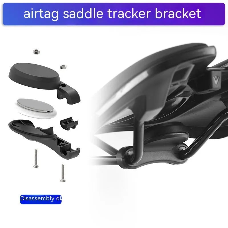 Black ABS plastic bicycle tracking locator bracket with anti-theft hardware components