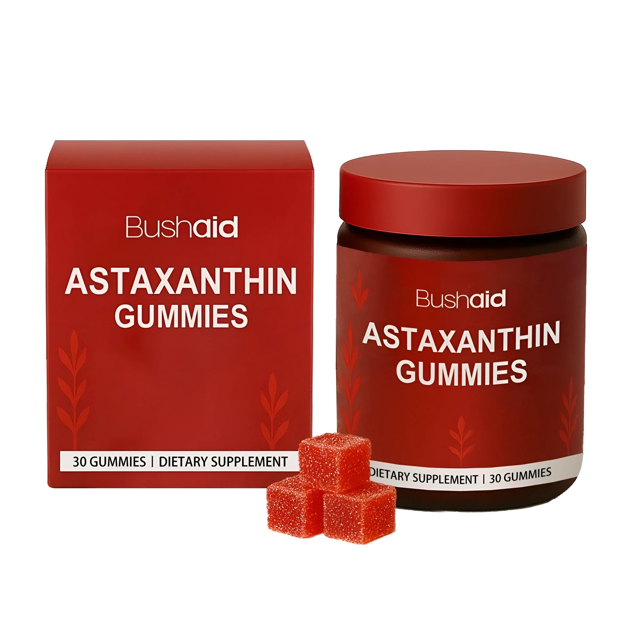 Container of astaxanthin soft candy gummies dietary supplement