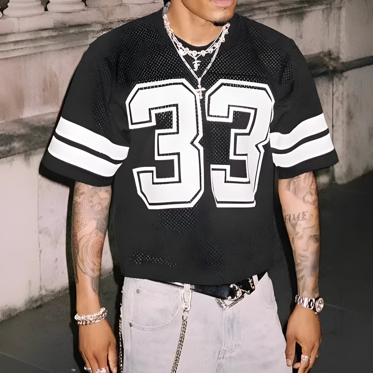 Men's mesh sports T-shirt in thin polyester bird eye cloth, loose short sleeve round neck, five colours