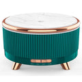 Round wood grain ultrasonic aroma diffuser with 500ml tank, five colour options, on a desktop
