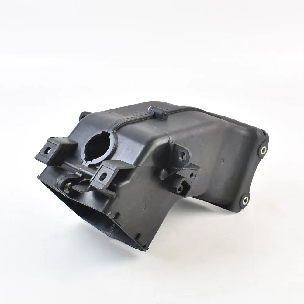 Black polymer ventilation pipe for Yamaha motorcycle engine air intake, 280mm long.