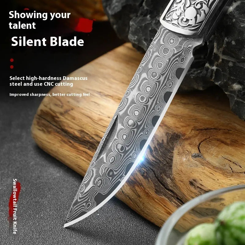 VG10 stainless steel folding knife with national style handmade craftsmanship