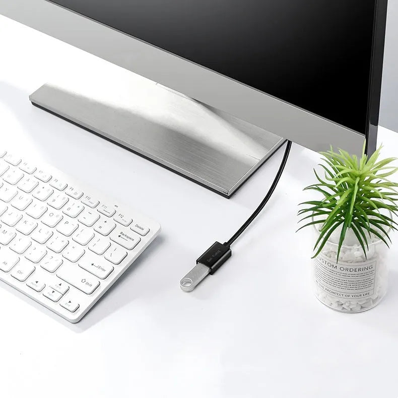 Black USB 3.0 and 2.0 male to female extension cable with aluminium foil and mesh shielding shown at various lengths.