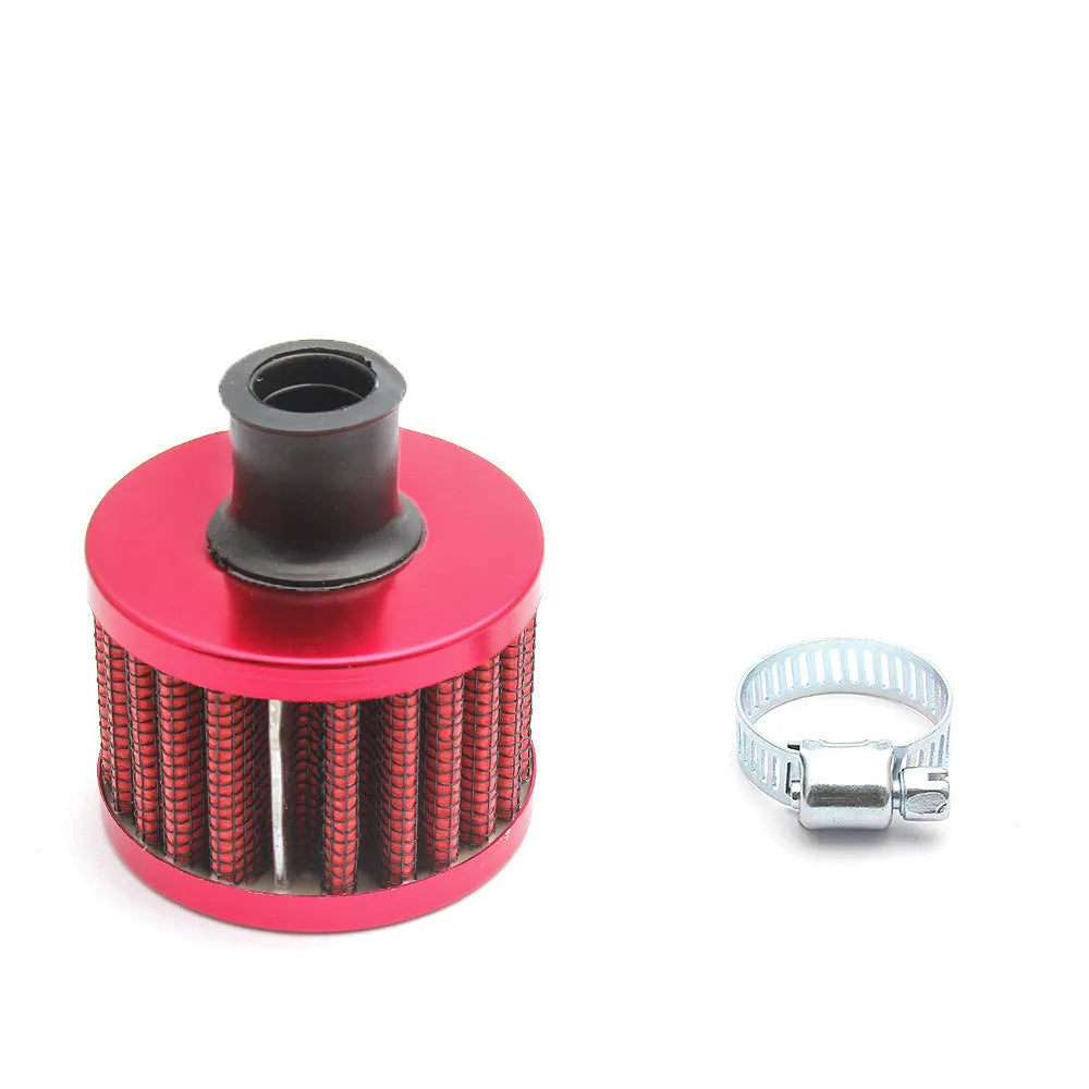 Car modification head air filter in silver with universal fit for engine intake replacement