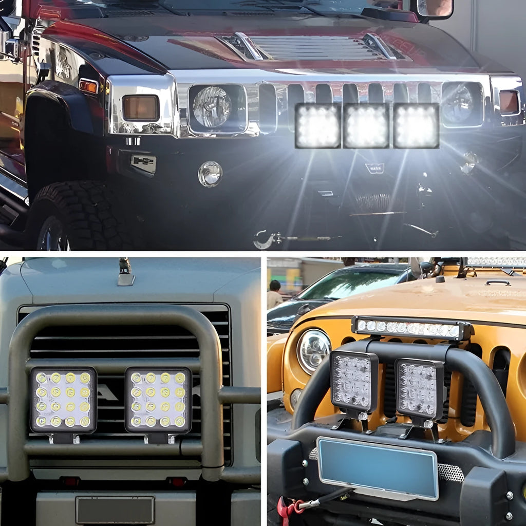 Square 48W LED work light with plastic housing for construction machinery inspection
