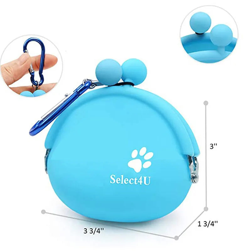 Yellow silicone dog treat pouch with hook and loop closure on a waist belt for portable training treat storage