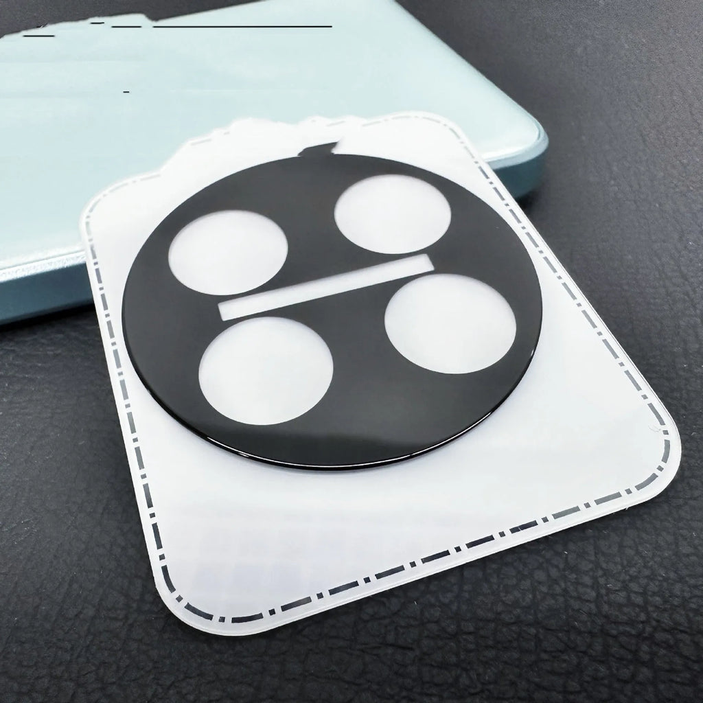 Large arc HD tempered glass lens protector with black alignment ring for OnePlus phones.