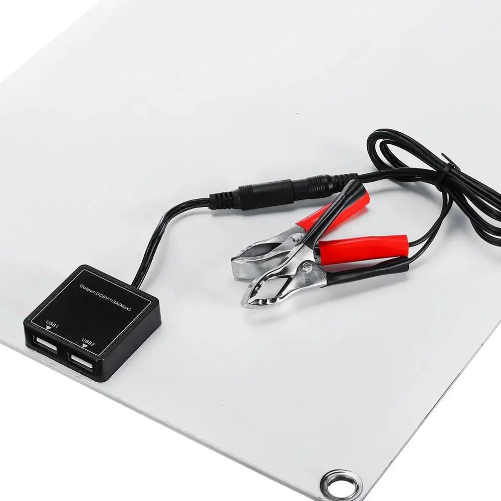 30W semi-flexible solar charging panel with USB port for outdoor device charging