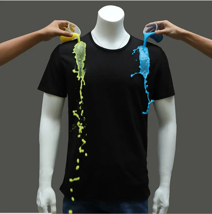 Quick-drying waterproof anti-fouling couple T-shirt in white, black, blue, loose fit round neck short sleeve