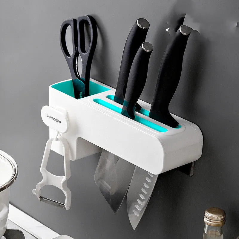 White plastic kitchen knife rack with 26cm height for countertop organisation