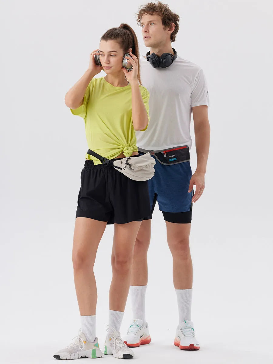 Men's micro-elastic nylon sports shorts with side slits in turmeric, night blue, or black colours