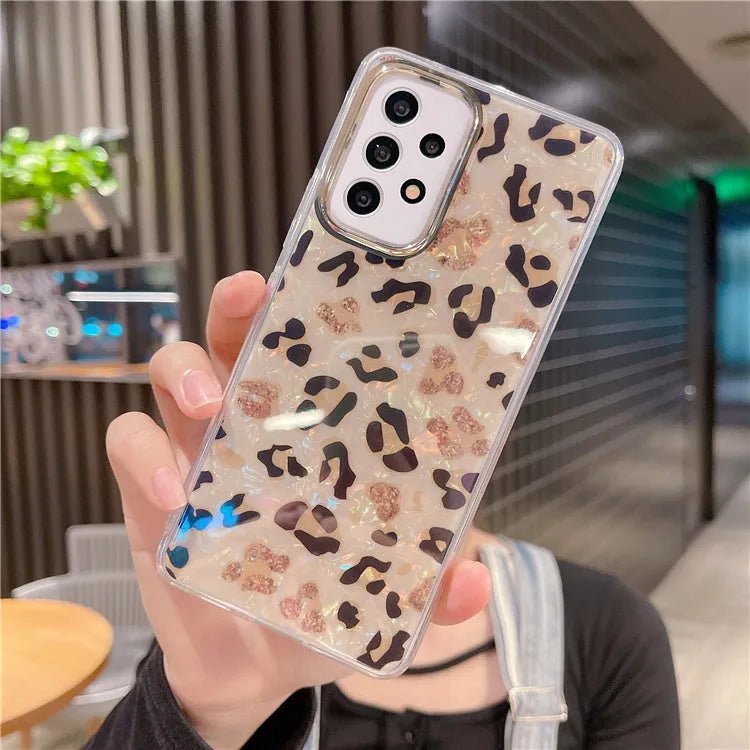 Kauri watercolor marble rainbow fish scale Samsung phone case with non-slip TPU, style options A-E.