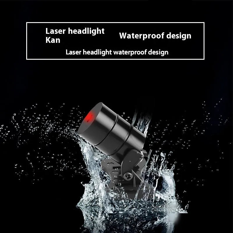 Universal motorcycle laser anti-collision fog light with aluminium housing on a bike.