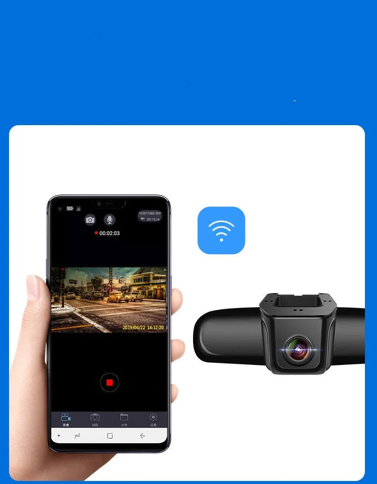 Wiring free special tachograph single shot camera with 140 degree viewing angle in black