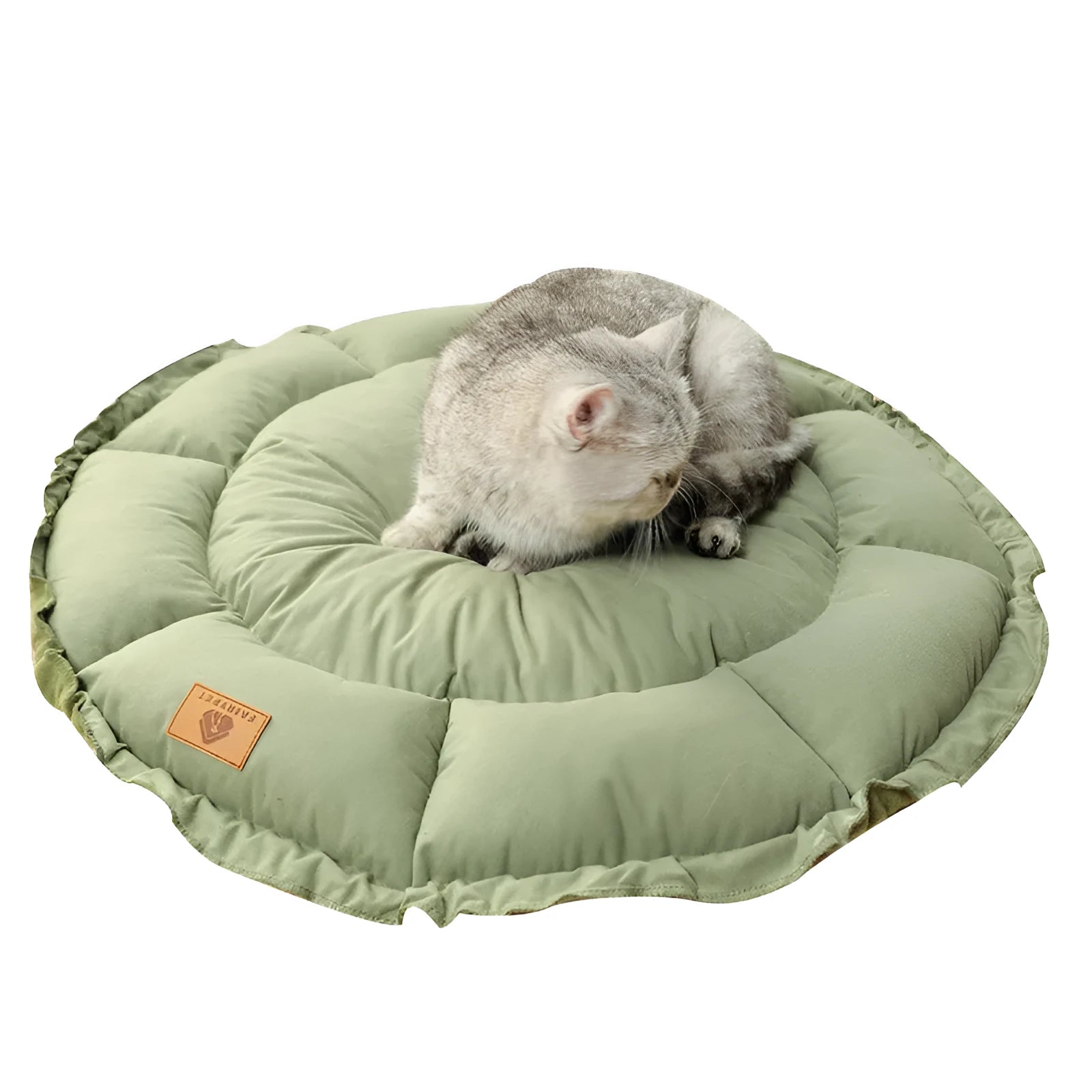 Grey reversible cat bed showing both donut and open nest configurations
